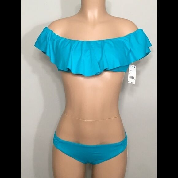 Ruffled Off The Shoulder Bandeau Bikini Set. NWT - Picture 2 of 7